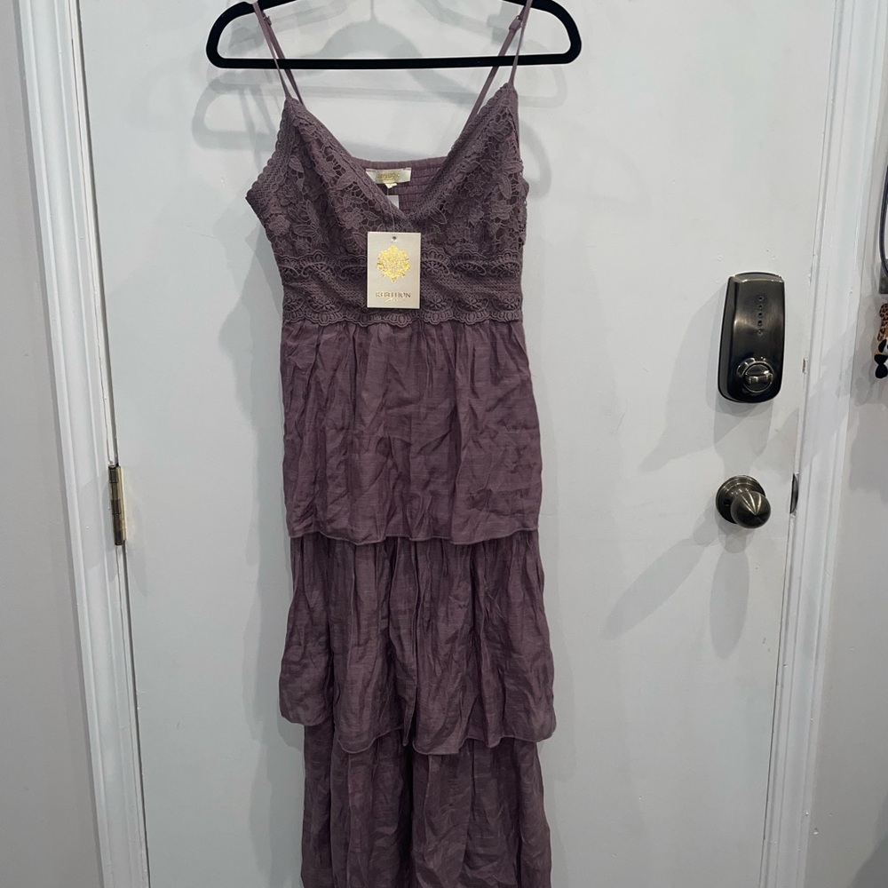 Lavender Lace Flowy Maxi Dress